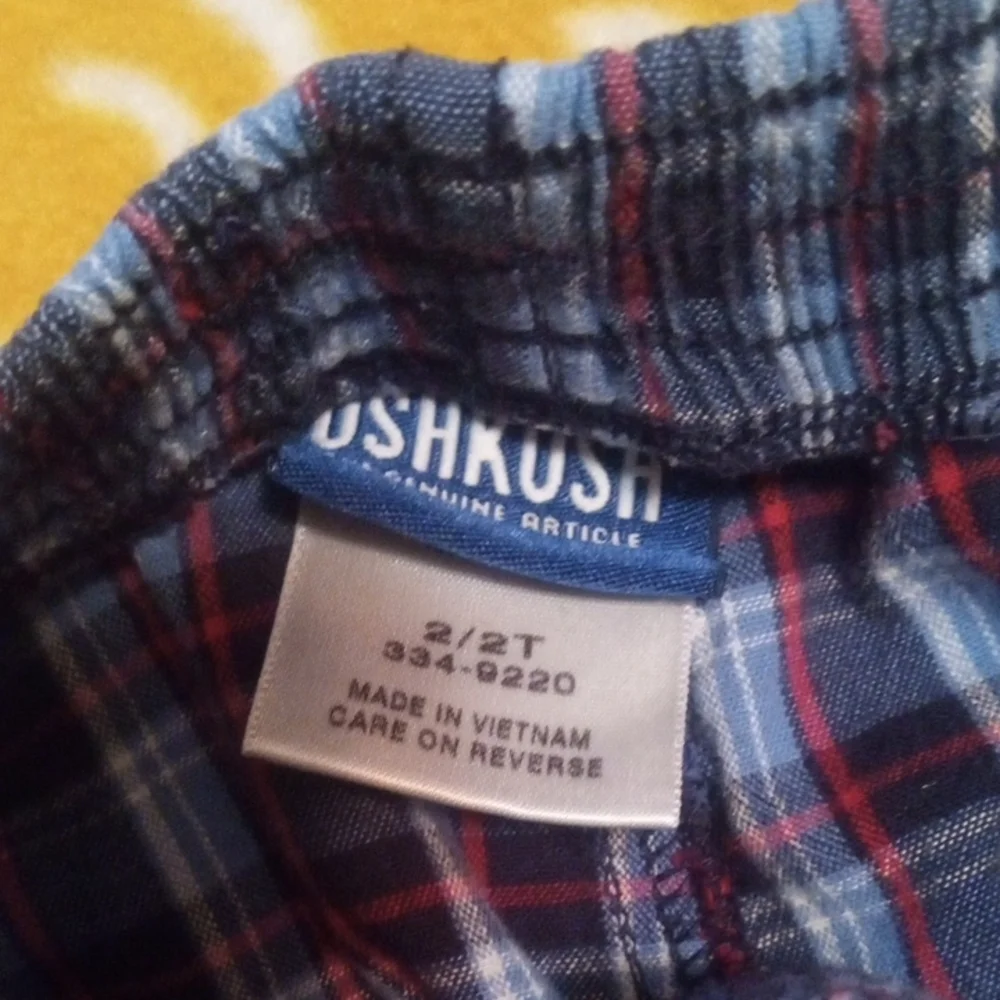 OshKosh B'gosh Blue and Red Plaid Shorts with Elastic Waistband And 4 Pockets